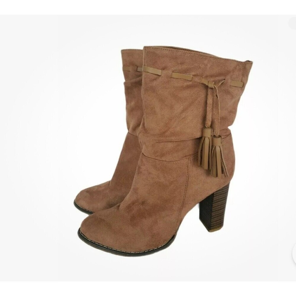 Shoedazzle ankle Boots Celia Slip On Point Toe Block Heel Casual western SZ 8.5